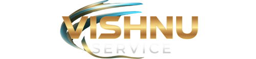 Logo of Vishnu Service with a stylized 'V' and text on a white background